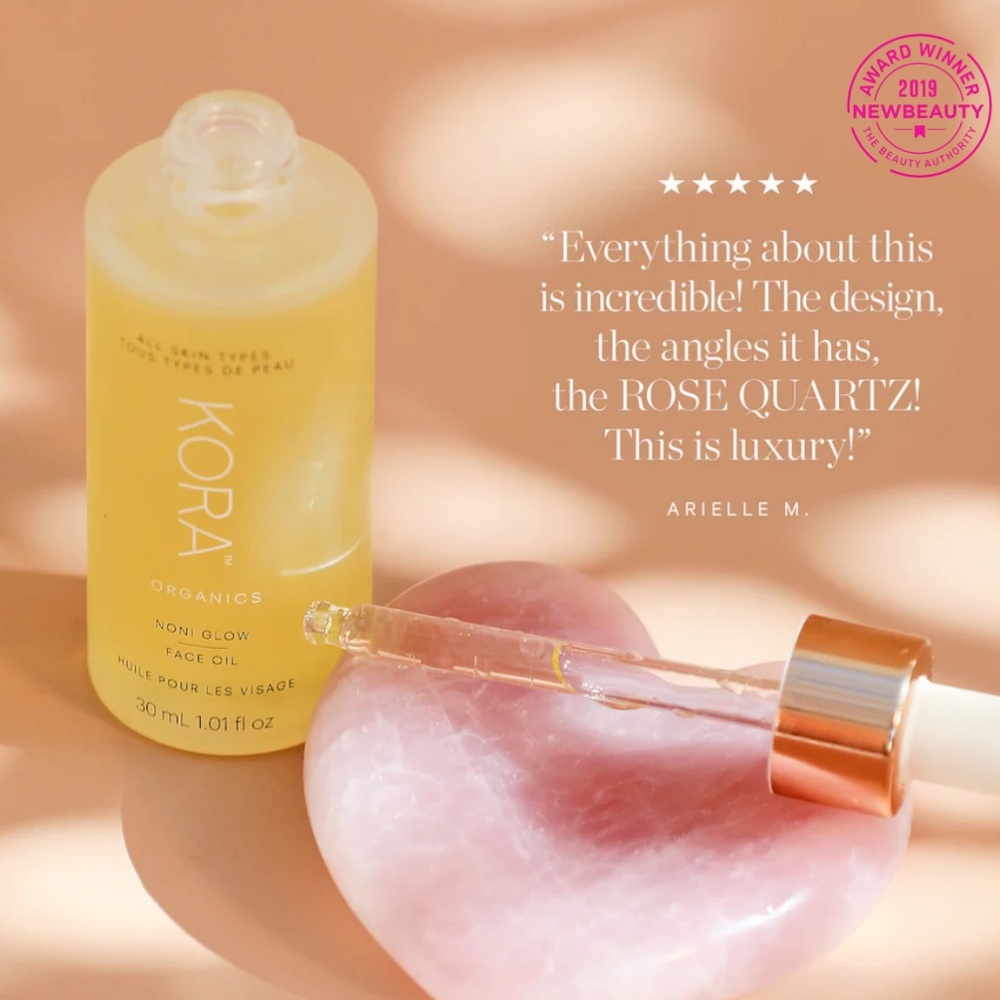 KORA Organics Rose Quartz Heart Facial Sculptor Pink Heart-Shaped Stone, New - Picture 16 of 16